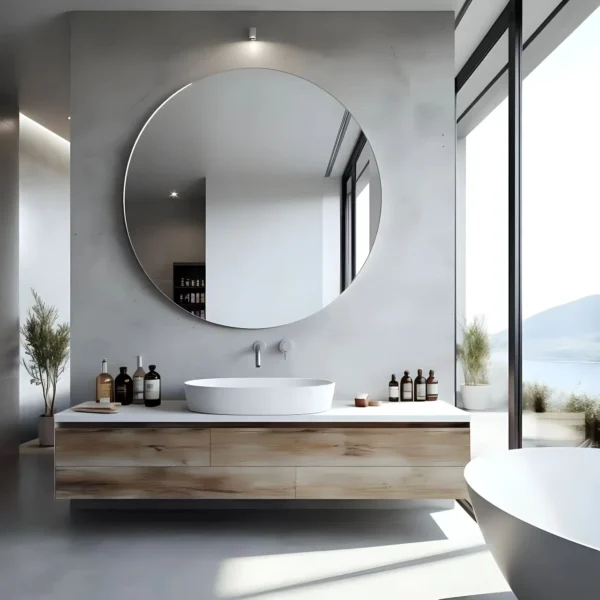 30/36-inch round frameless beveled edge tempered glass bathroom mirror - anti-rust stainless steel, crystal clear, suitable for small Spaces, modern luxurious decoration, easy to hang on the wall mirror, home decoration, durable design, apartment life