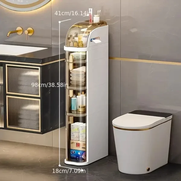 Ultra-thin gap storage cabinet 1 piece, ultra-thin multi-functional gap storage cabinet with 4 layers, sliding drawers, space-saving side cabinet - ideal choice for outdoor bathrooms, toilets and studies