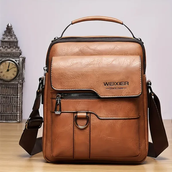 Men's crossbody bag, shoulder bag, retro handbag, business bag, casual men's bag, portable briefcase, festival gift, large capacity, multiple compartments, mini crossbody bag with handle and adjustable shoulder strap