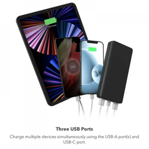 Mophie Universal Battery Power Boost Portable Battery with USB-A and USB-C inputs, Boost 20K, Black