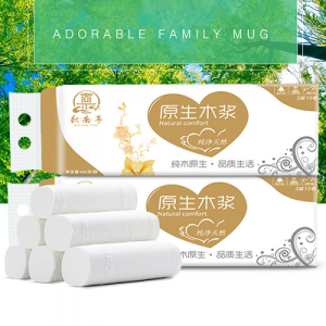 DISHAN Ultra Soft Natural Wood Pulp Toilet Paper - Water Absorption Strong Four Layers Wiping - Safe Family Pack - 10 Rolls - Toilet Paper Kit - Household Supplies