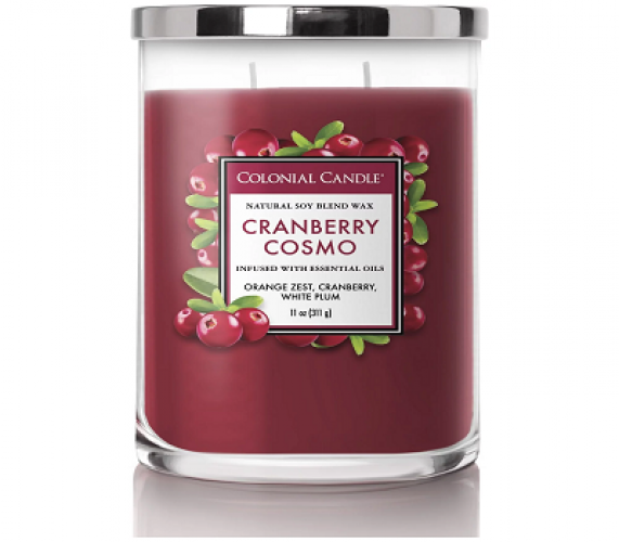 Colonial Candle Cranberry Cosmo Scented Jar Candle - Classic Cylinders - 11 oz - 80 hr Burn